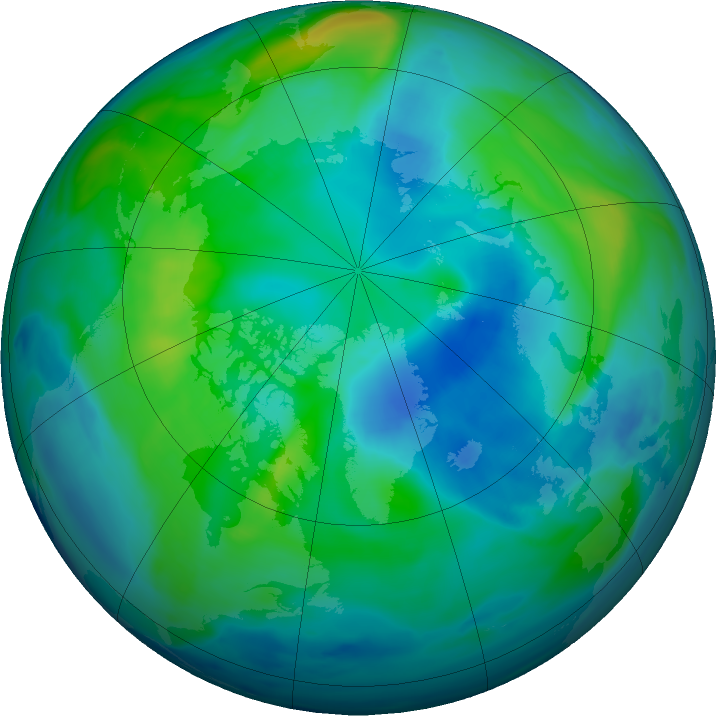 Arctic ozone map for 20 October 2023